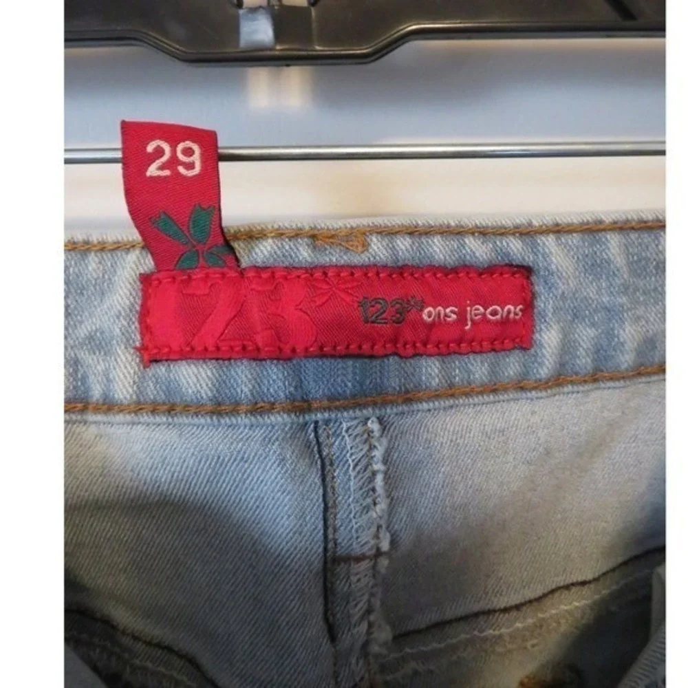 NWOT 123 ONS Women's Jeans Size 29 Light Wash Flare Leg Decorative‎ Trim